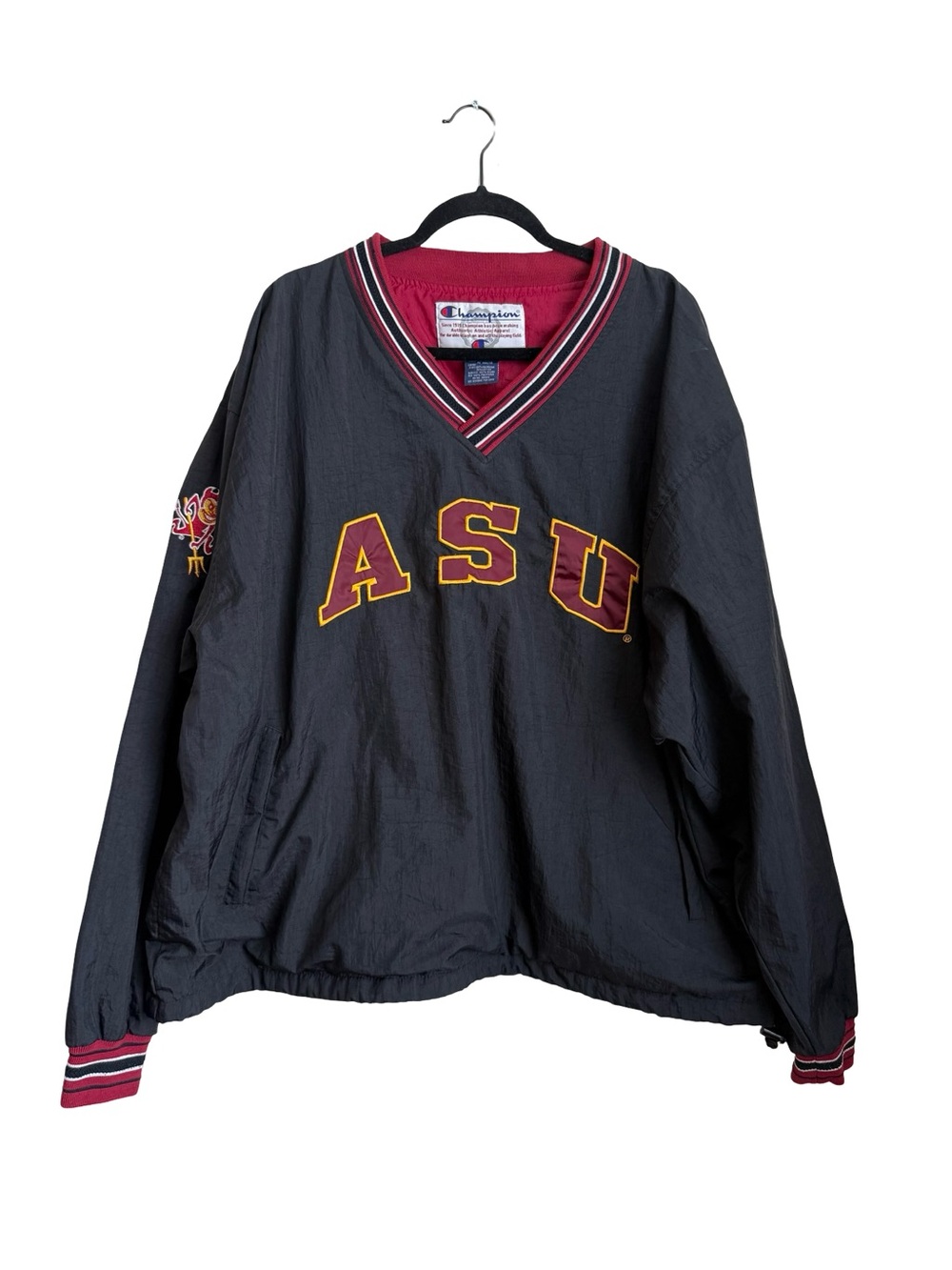 Vintage Champion ASU Sun Devils V-Neck Windbreaker Pullover XL